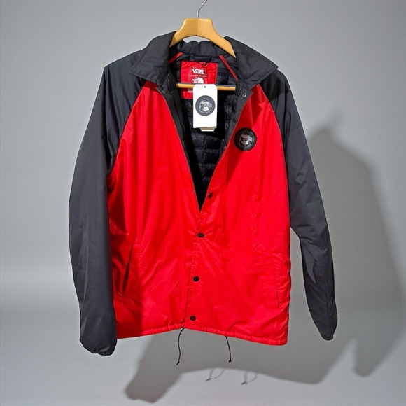 NWT Vans X The North Face Mens XL Coaches Jacket Red Black Collaboration Bomber